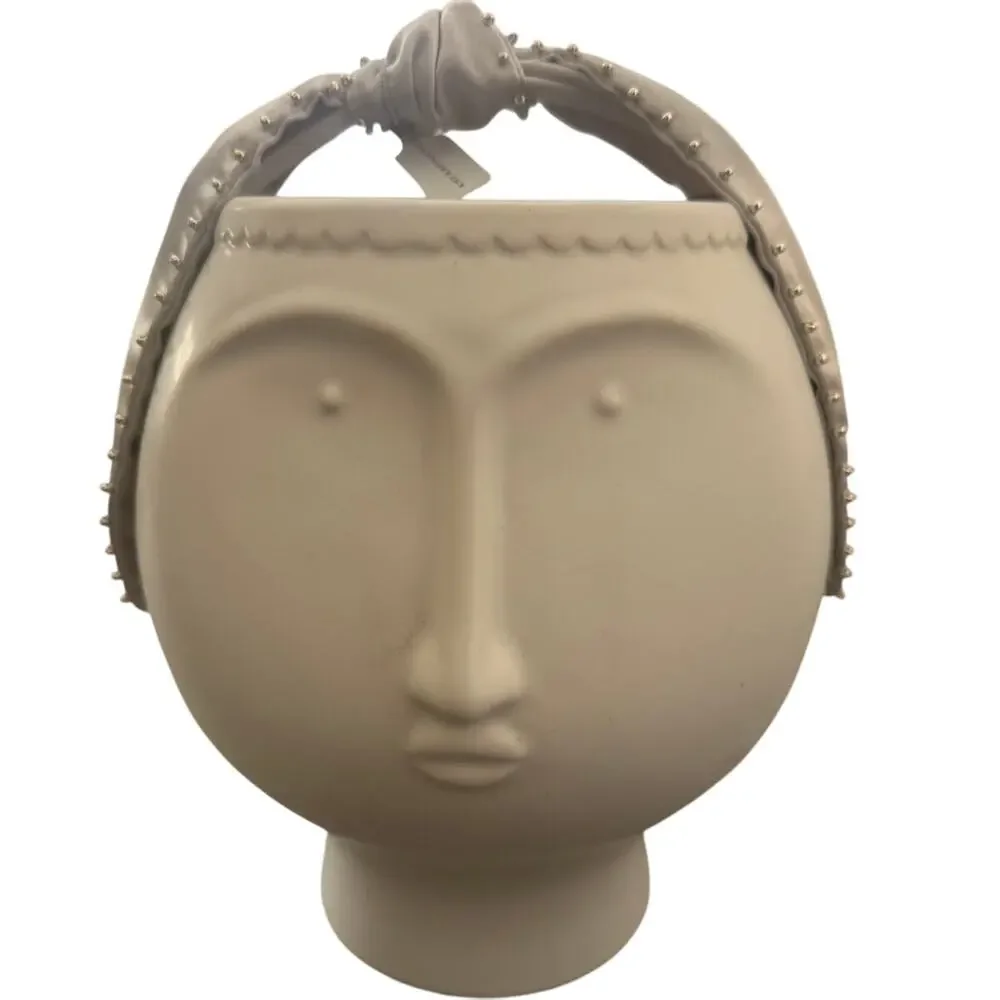 EVERLY x ATHRO Satin Studded Metallic Pearl Top Knot Wide Headband in Slate Gray